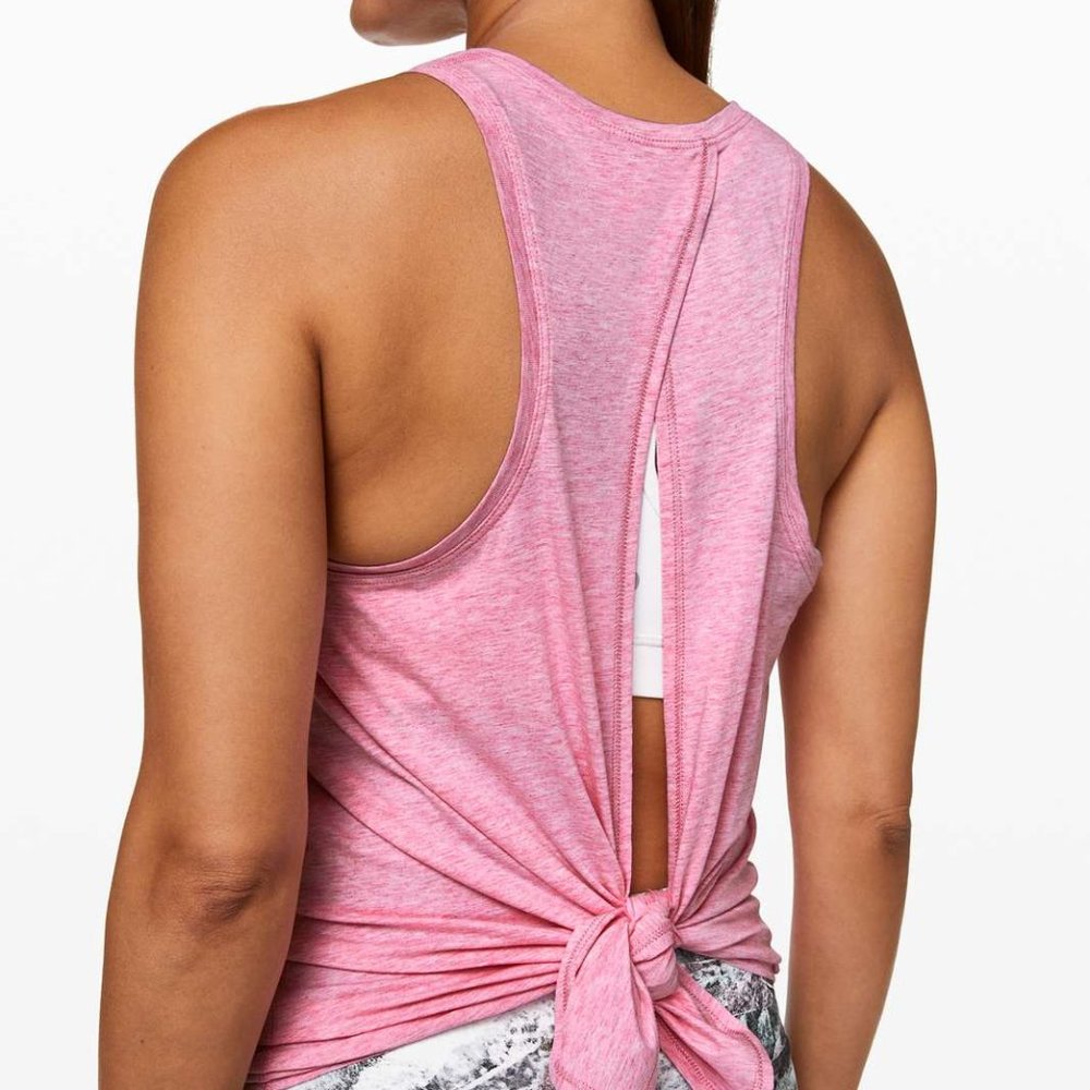 Lululemon All Tied Up Tank, Heathered Vintage Pink, Size 8